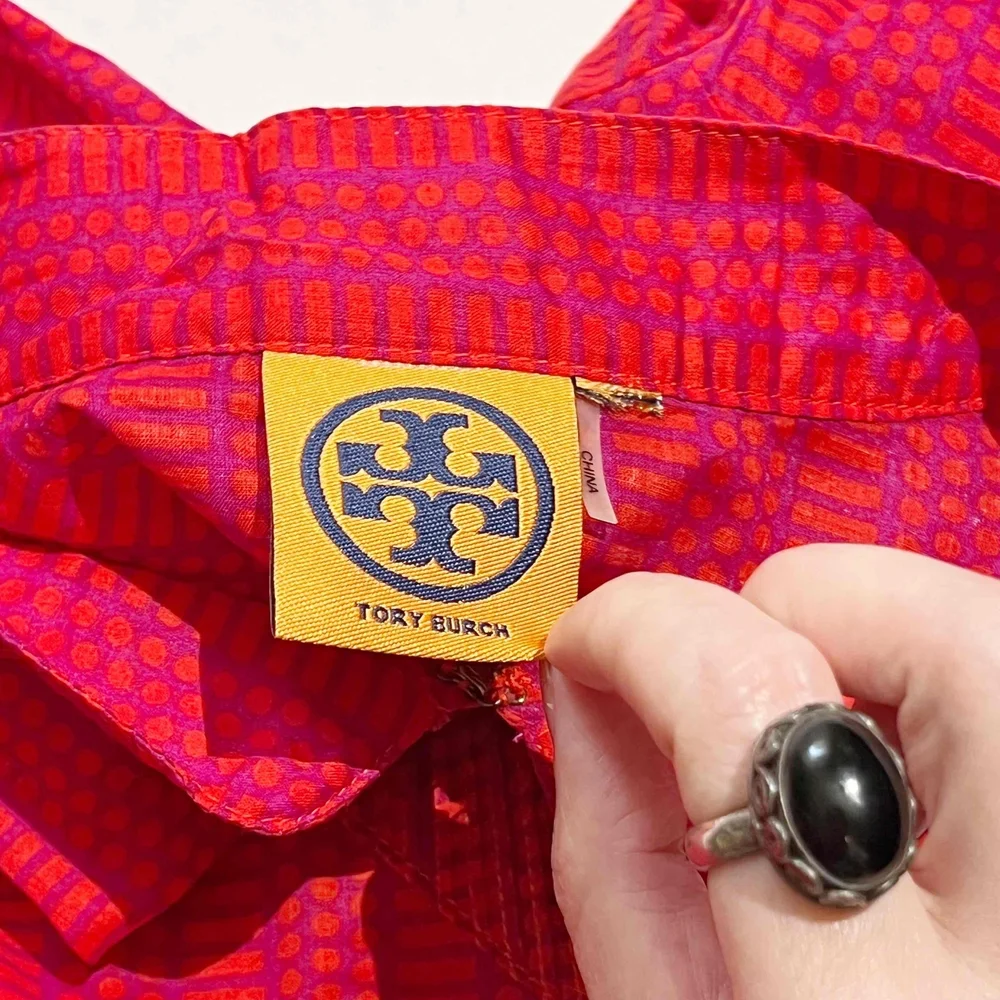Tory Burch Womens Tunic Dress Tie-Waist Hook Front Cover Up Beach Summer Large